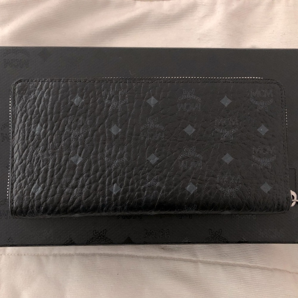 MCM Visetos Original Zip Around Coated Canvas Wallet
